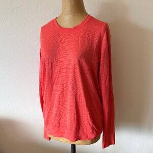 Lululemon sz 8 Breeze By Long Sleeve Squad Aries Coral Top great pre owned cond